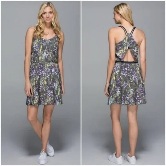 Lululemon City Summer Dress Floral Sport White Multi Size 4 Activewear Tennis - Picture 1 of 13